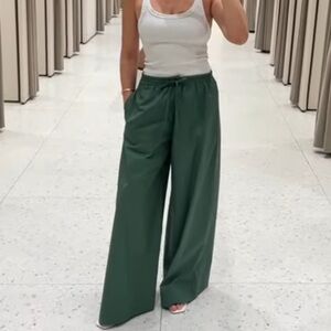 Zara rare green tie waist wide leg pants